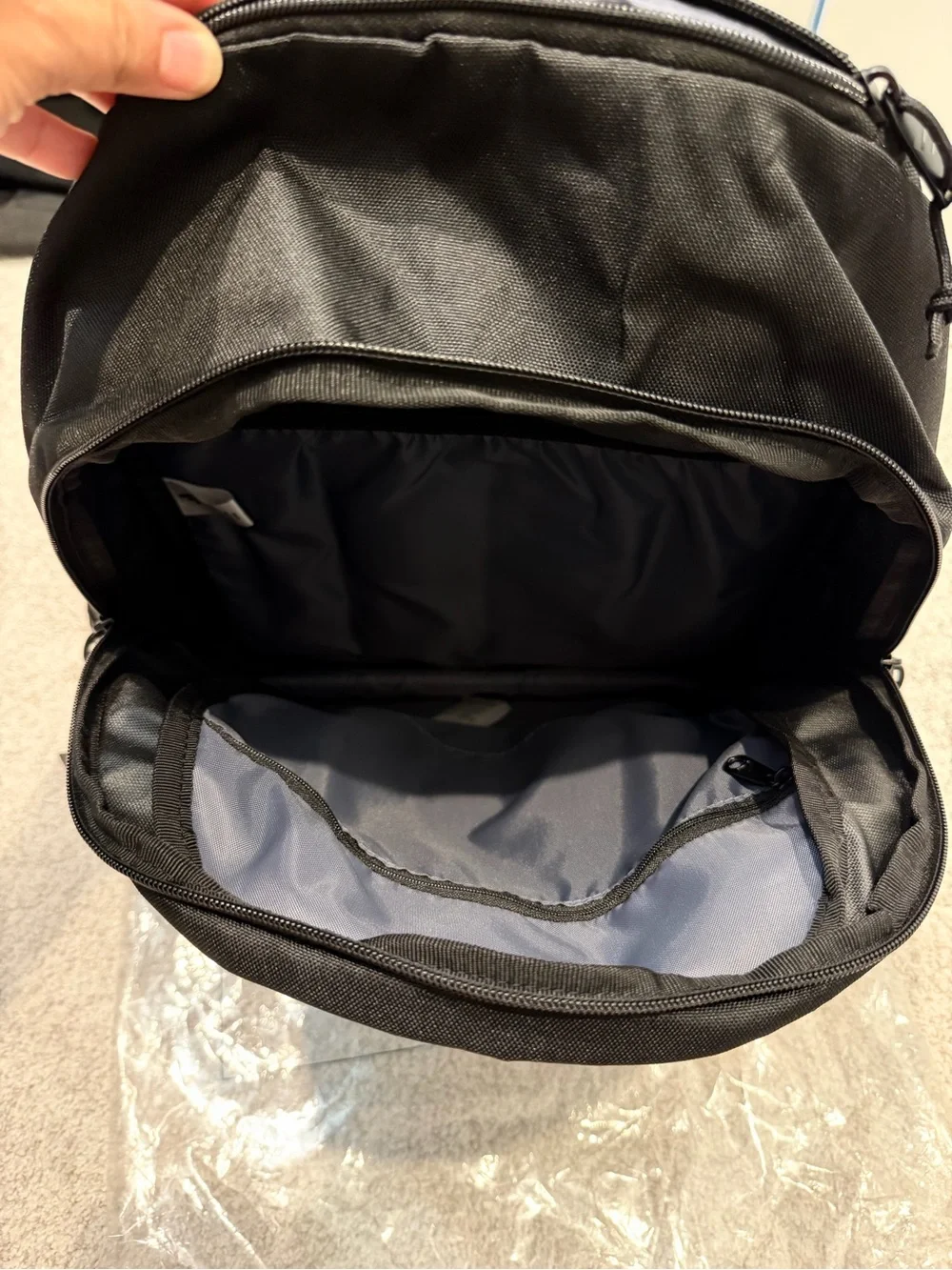 adidas Black Backpack with White Stripe Accents